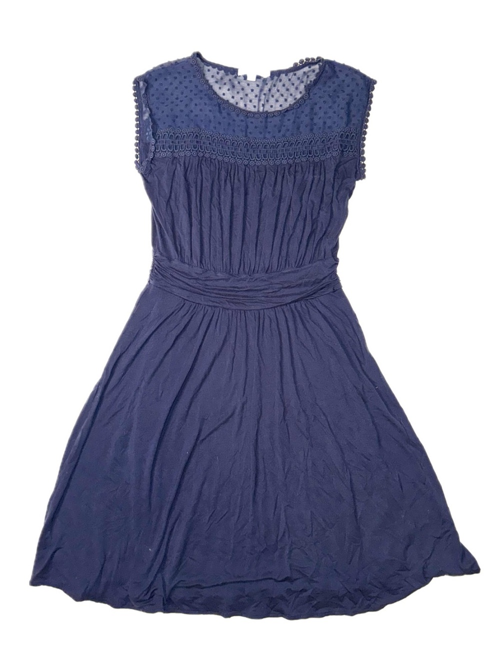 Boden Navy Textured Yoke Midi Dress